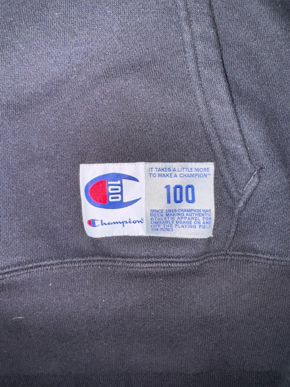 Champion Hoodie Men’s 2XL Black Big Logo Pullover Sweatshirt - Picture 3 of 6